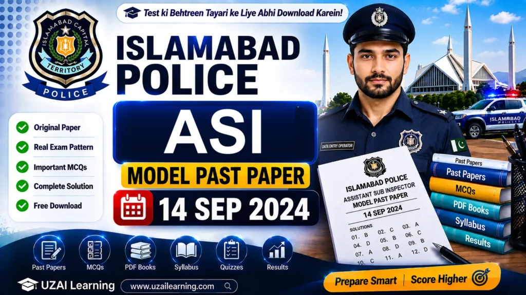 Islamabad Police ASI Model Past Paper 14 Sep 2024