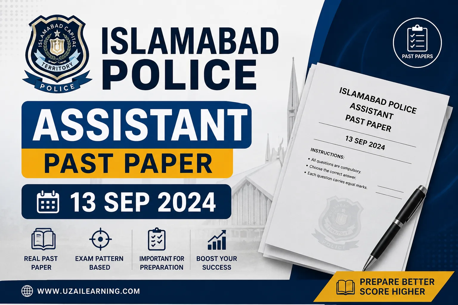 Islamabad Police Assistant Past Paper 13 Sep 2024