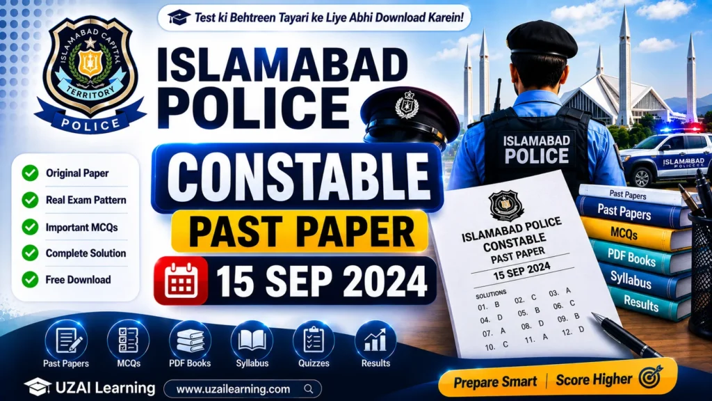 Islamabad Police Constable Past Paper 15 Sep 2024