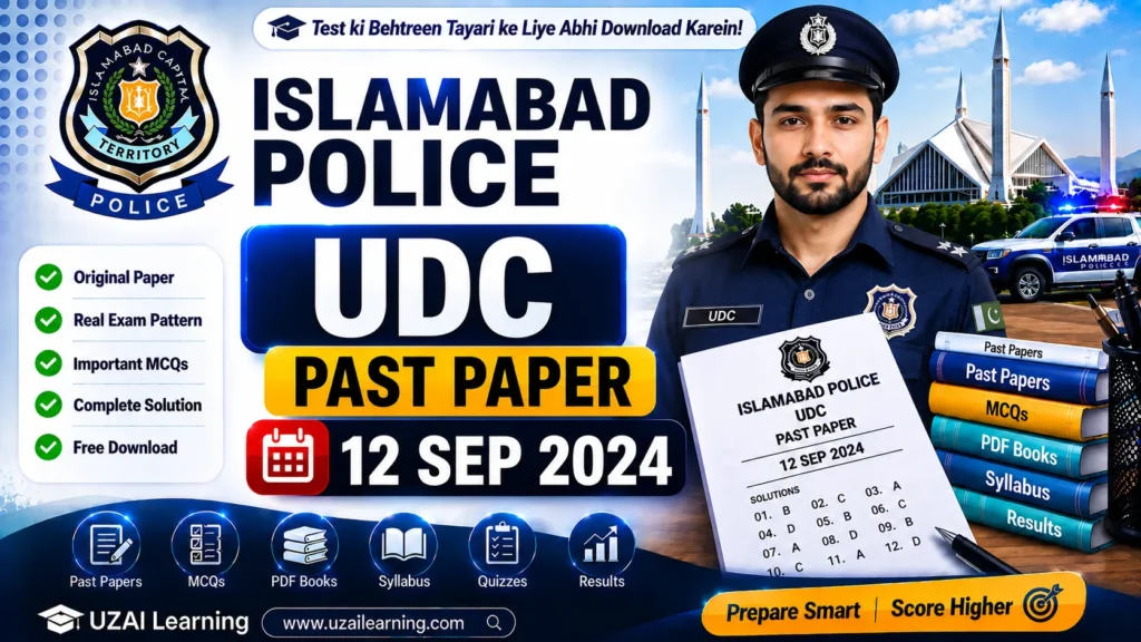 Islamabad Police UDC Past Paper 12 Sep 2024