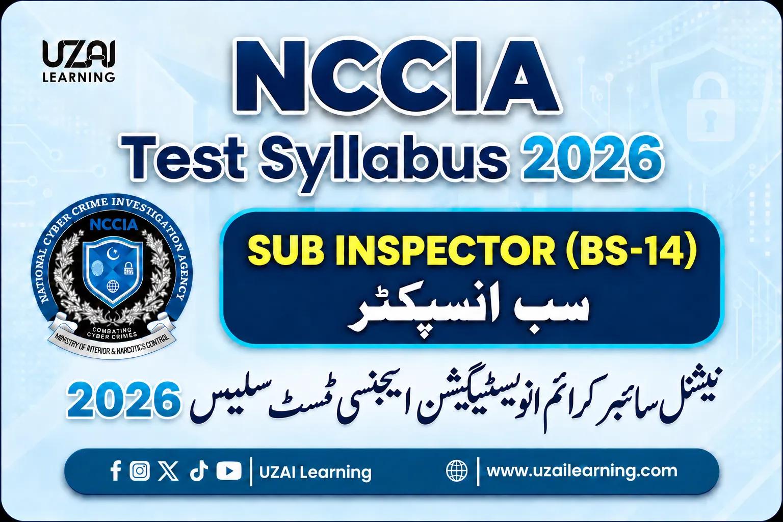 NCCIA Test Syllabus 2026 Sub Inspector BS-14